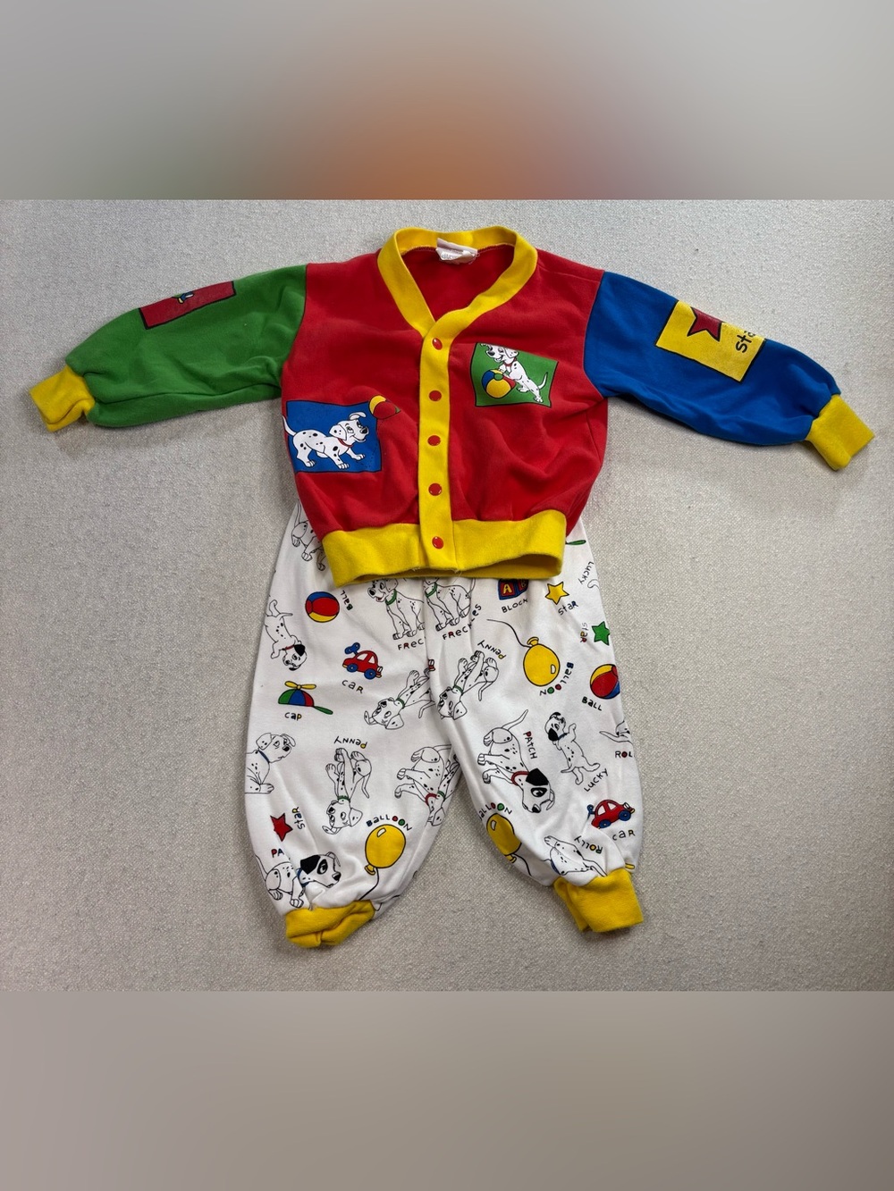 Vintage Disney Store 101 Dalmatians Patch 2 Pc Outfit Set 18 Months Colorblock